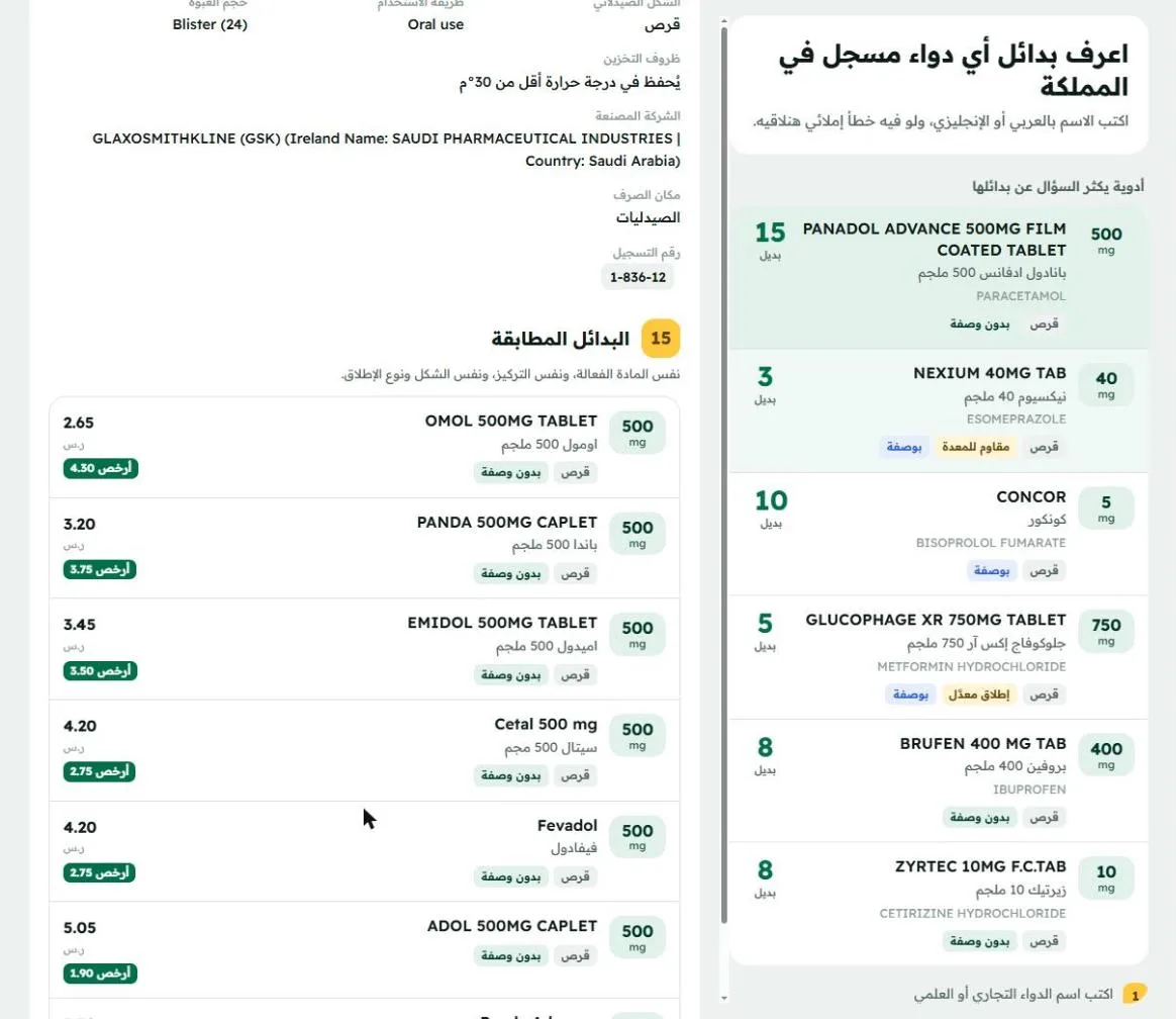 البدائل المطابقة مرتّبة من الأرخص مع فرق السعر